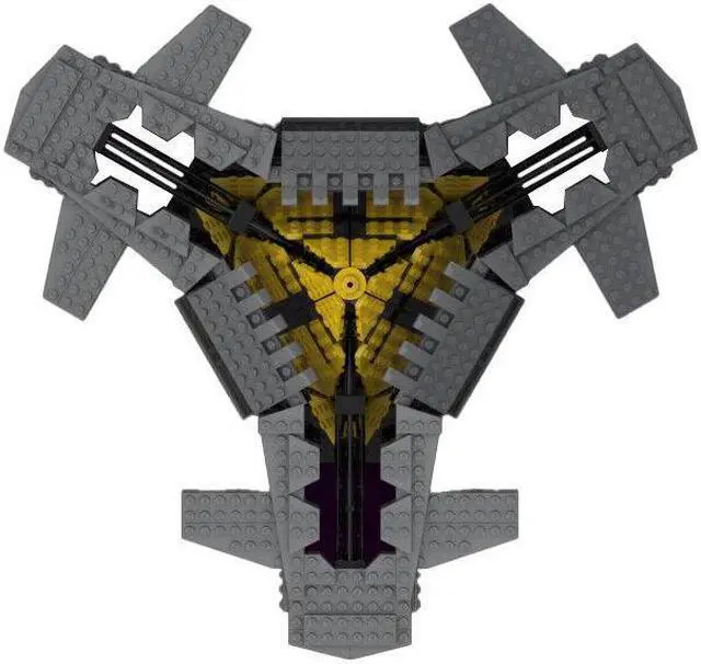 Alt view image 4 of 5 - ZITIANYOUBUILD BuilMoc Goa'uld Ha'tak Aircraft Carrier Model with Base 686 Pieces MOC
