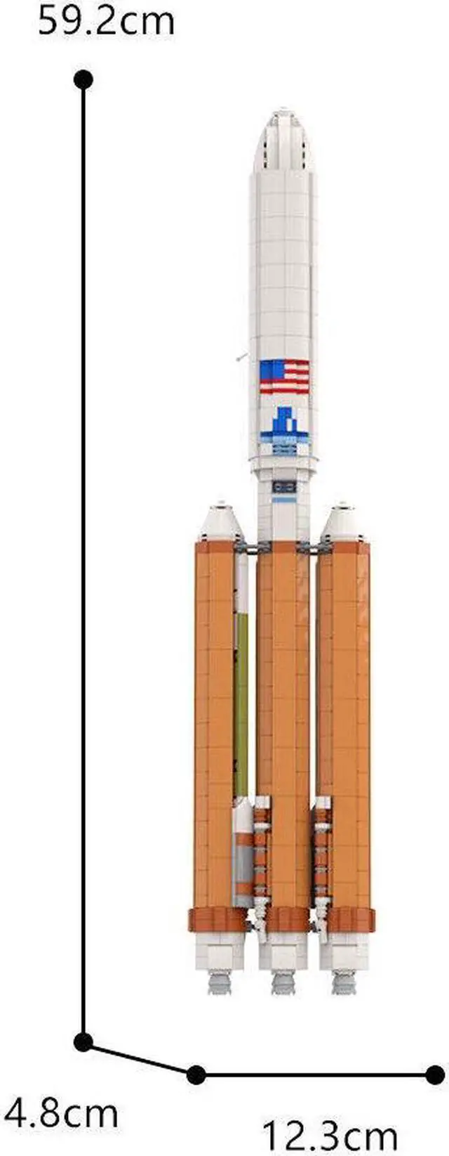 Alt view image 4 of 7 - ZITIANYOUBUILD Rocket with Payload Fairing Building Kit 1597 Pieces 1:110 Scale MOC