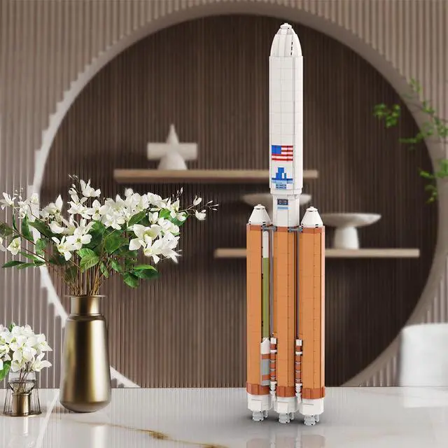Alt view image 7 of 7 - ZITIANYOUBUILD Rocket with Payload Fairing Building Kit 1597 Pieces 1:110 Scale MOC