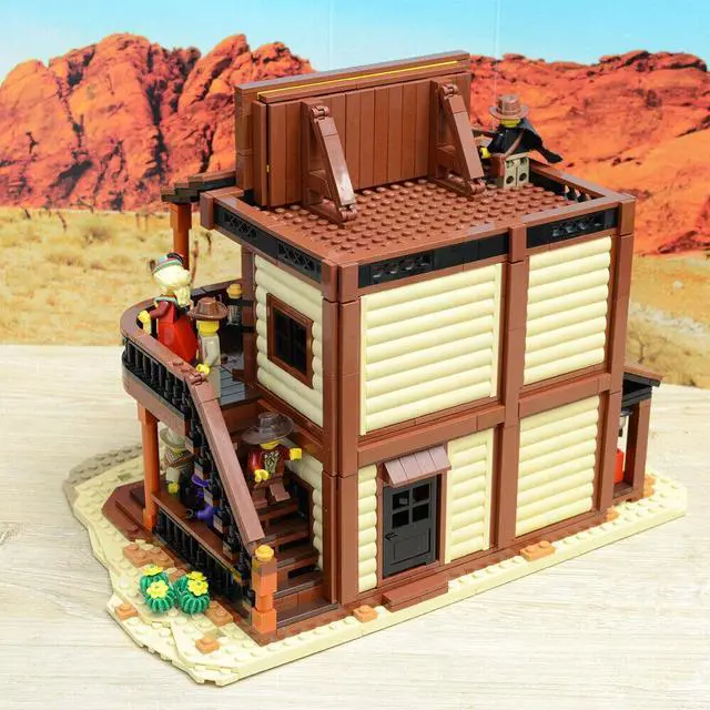 Alt view image 4 of 7 - ZITIANYOUBUILD Old West Saloon & Hotel with Interior 1994 Pieces Modular Building MOC