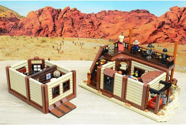 Alt view image 6 of 7 - ZITIANYOUBUILD Old West Saloon & Hotel with Interior 1994 Pieces Modular Building MOC