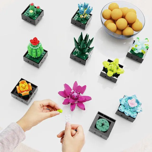 Alt view image 3 of 7 - ZITIANYOUBUILD 10-in-1 Succulent Plant Bonsai Model Building Toys Set 682 Pieces 100% Compatible with LEGO Brand New and High Quality
