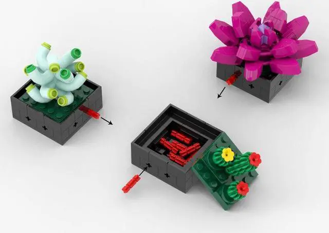 Alt view image 6 of 7 - ZITIANYOUBUILD 10-in-1 Succulent Plant Bonsai Model Building Toys Set 682 Pieces 100% Compatible with LEGO Brand New and High Quality
