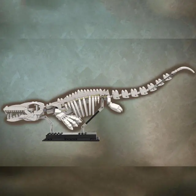 Alt view image 3 of 6 - ZITIANYOUBUILD Mosasaur Skeleton Dinosaur Fossils with Posable Fins and Tail MOC