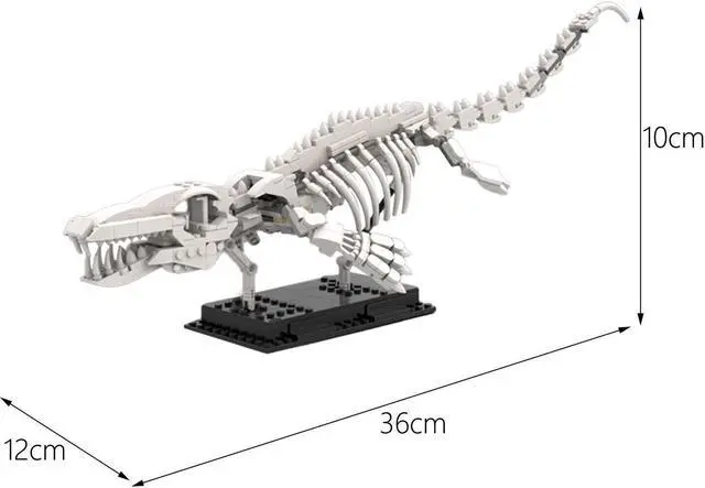 Alt view image 6 of 6 - ZITIANYOUBUILD Mosasaur Skeleton Dinosaur Fossils with Posable Fins and Tail MOC