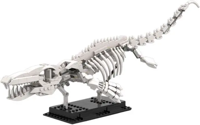 Alt view image 5 of 6 - ZITIANYOUBUILD Mosasaur Skeleton Dinosaur Fossils with Posable Fins and Tail MOC