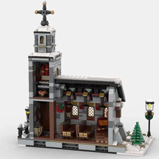 Alt view image 3 of 7 - ZITIANYOUBUILD MOC-58208 Little Winter Church Model 1077 Pieces for Winter Village MOC