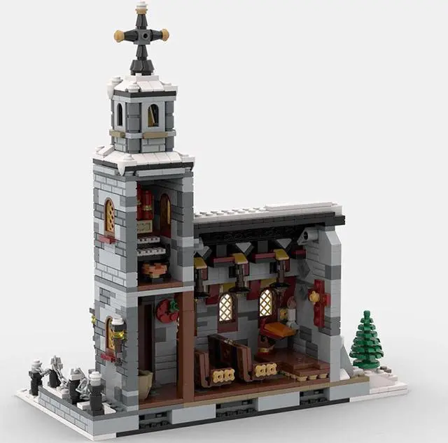 Alt view image 4 of 7 - ZITIANYOUBUILD MOC-58208 Little Winter Church Model 1077 Pieces for Winter Village MOC
