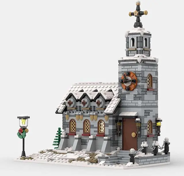 Alt view image 6 of 7 - ZITIANYOUBUILD MOC-58208 Little Winter Church Model 1077 Pieces for Winter Village MOC