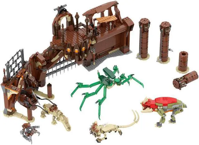 Alt view image 3 of 7 - ZITIANYOUBUILD Geonosis Arena Stage with 5 Monsters Movie Scenes 2126 Pieces MOC