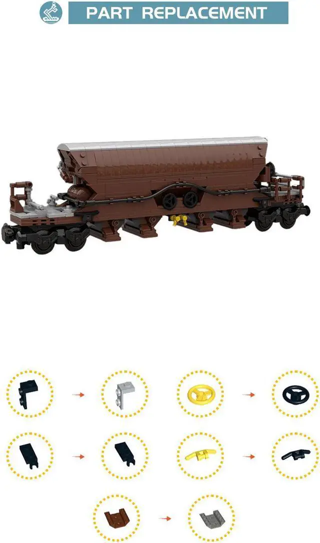 Alt view image 4 of 4 - ZITIANYOUBUILD MOC-123192 Tanoos 896 Brown Freight Train Model 613 Parts for 10277 Hopper Wagon Brown 100% Compatible with LEGO Brand New and High Quality