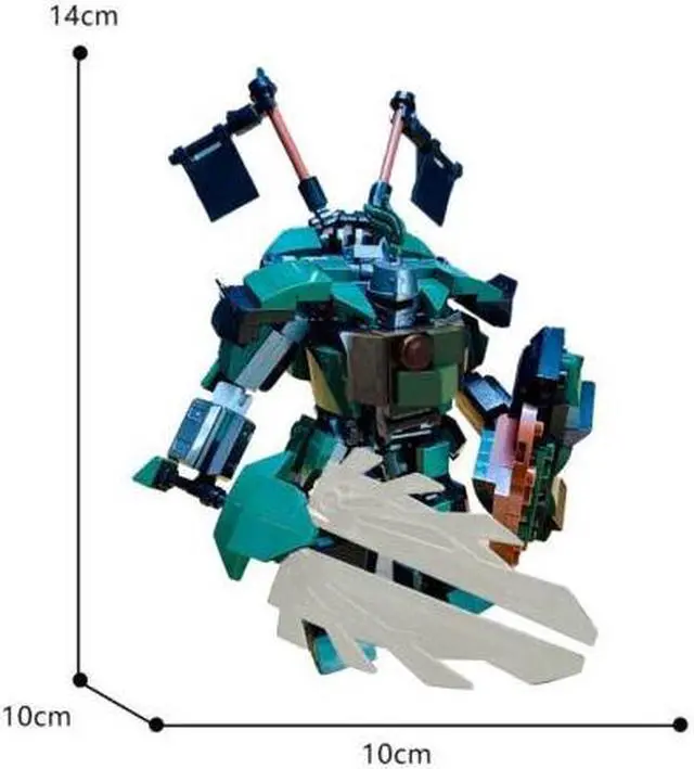 Alt view image 2 of 4 - ZITIANYOUBUILD Green Mech Suit Robot Model with Shield and a Huge Sword 259 Pieces MOC