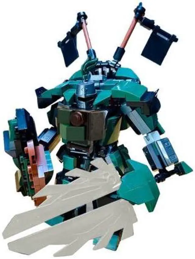 Alt view image 3 of 4 - ZITIANYOUBUILD Green Mech Suit Robot Model with Shield and a Huge Sword 259 Pieces MOC