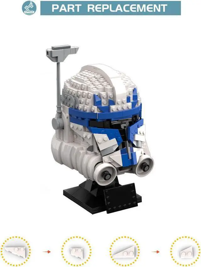 Alt view image 7 of 7 - ZITIANYOUBUILD Captain's Helmet Bust Model 891 Pieces Building Toys Set Building Set MOC