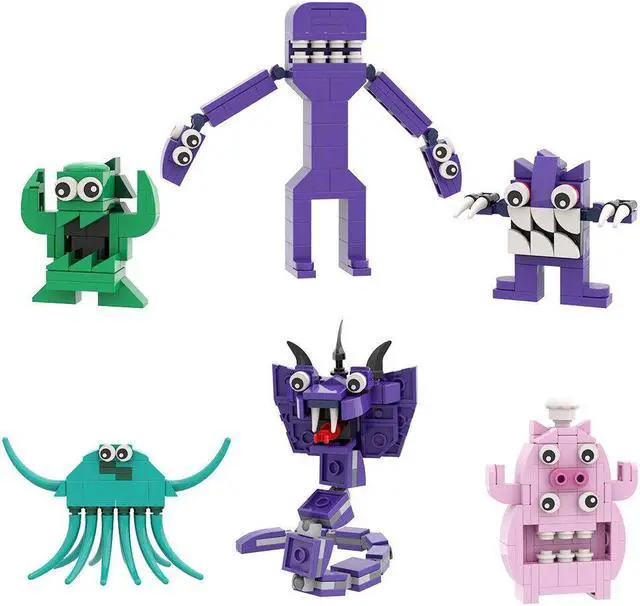 Main image of ZITIANYOUBUILD 6-in-1 Monsters Collection with Pink Pig, Purple Snake 363 Pieces MOC