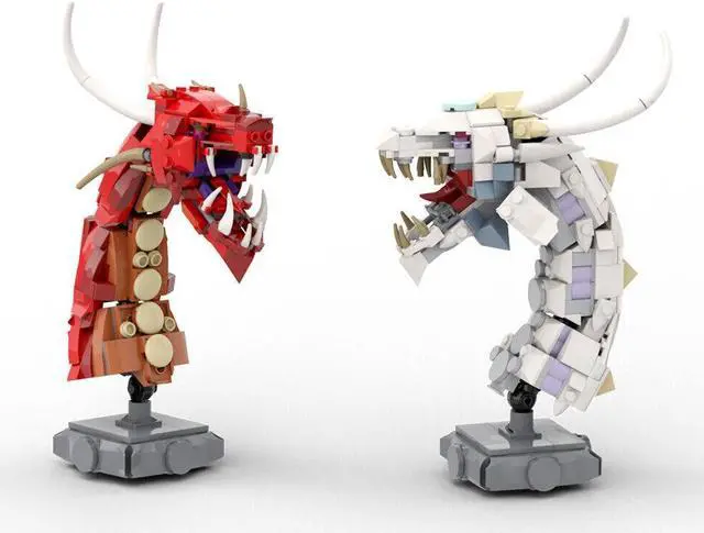 Main image of ZITIANYOUBUILD 2-in-1 Fire-breathing and Ice-spewing Dragons Bust Head 648 Pieces MOC