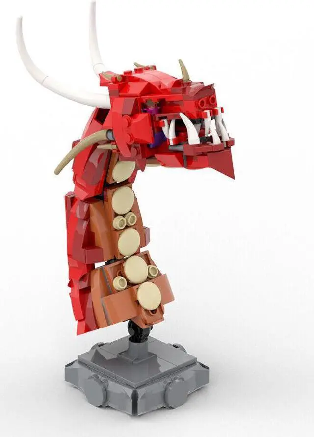 Alt view image 6 of 7 - ZITIANYOUBUILD 2-in-1 Fire-breathing and Ice-spewing Dragons Bust Head 648 Pieces MOC