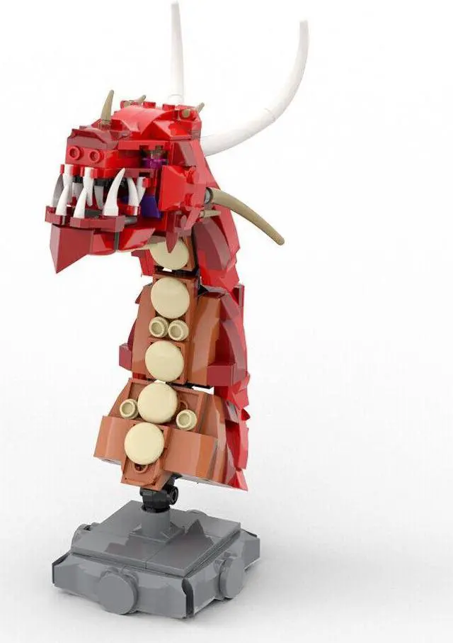 Alt view image 5 of 7 - ZITIANYOUBUILD 2-in-1 Fire-breathing and Ice-spewing Dragons Bust Head 648 Pieces MOC