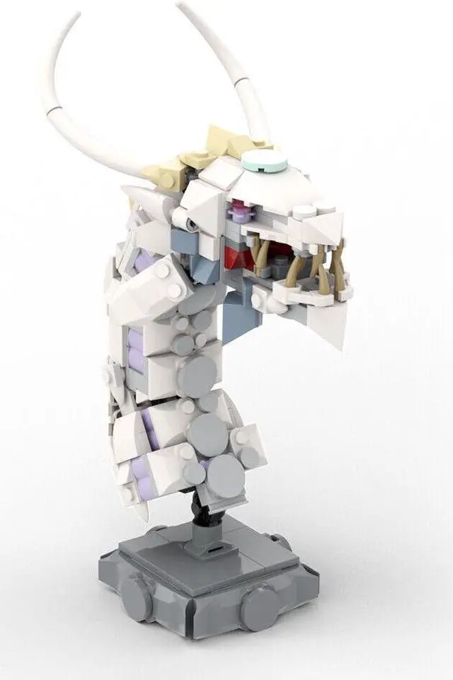 Alt view image 7 of 7 - ZITIANYOUBUILD 2-in-1 Fire-breathing and Ice-spewing Dragons Bust Head 648 Pieces MOC