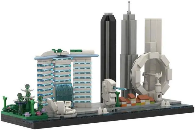 Alt view image 2 of 7 - ZITIANYOUBUILD Singapore Skyline Architecture 504 Pieces for Adults 100% Compatible with LEGO Brand New and High Quality