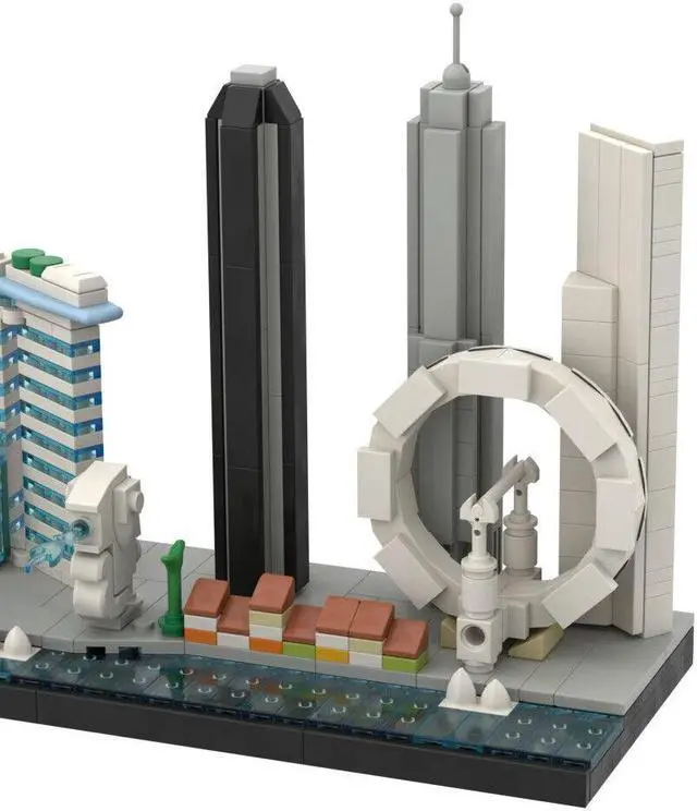Alt view image 5 of 7 - ZITIANYOUBUILD Singapore Skyline Architecture 504 Pieces for Adults 100% Compatible with LEGO Brand New and High Quality