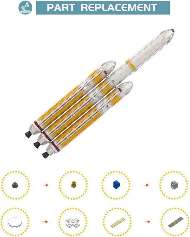 Alt view image 6 of 7 - ZITIANYOUBUILD Delta IV Heavy with Parker Solar Probe Saturn V scale 1884 Pieces MOC