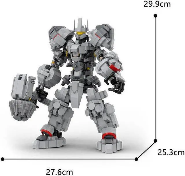 Alt view image 2 of 7 - ZITIANYOUBUILD The Reinhardt Tank Hero with Rocket Hammer 1307 Pieces from Game MOC