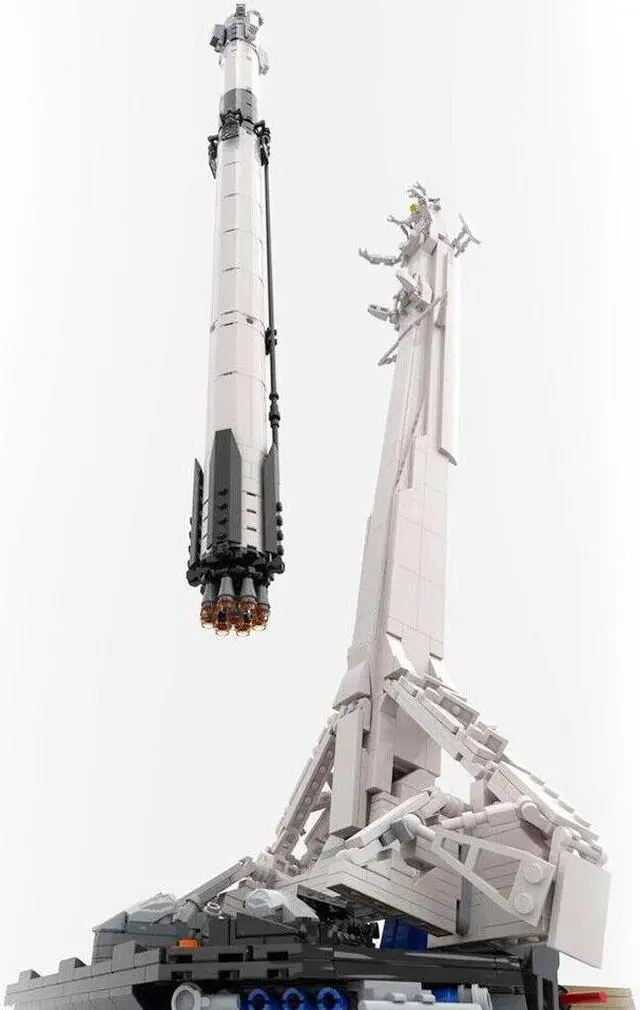 Alt view image 5 of 7 - ZITIANYOUBUILD SpaceX Falcon 9 Transporter Erector (TE) 1/110 Scale Rocket and Launch Vehicle Mobile System with Launch Tower 1298 Pieces 100% Compatible with LEGO Brand New and High Quality