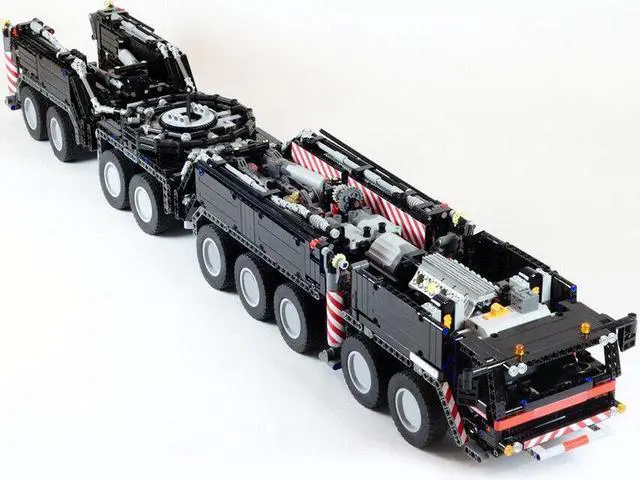 Alt view image 6 of 7 - ZITIANYOUBUILD Full RC Black Orange LTM 11200 Crane with Power Functions 8104 Pieces MOC