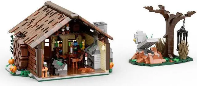 Main image of ZITIANYOUBUILD The Sanderson Sisters Cottage Building Kit 1536 Pieces for Halloween MOC