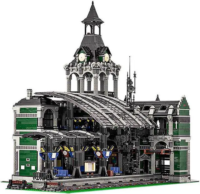 Alt view image 7 of 7 - ZITIANYOUBUILD Dark Green Train Station with Interior 12698 Pieces Building Toys Set MOC