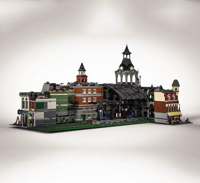 Alt view image 2 of 7 - ZITIANYOUBUILD Dark Green Train Station with Interior 12698 Pieces Building Toys Set MOC