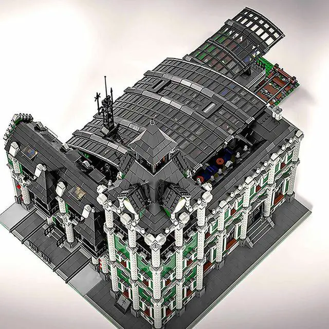Alt view image 6 of 7 - ZITIANYOUBUILD Dark Green Train Station with Interior 12698 Pieces Building Toys Set MOC