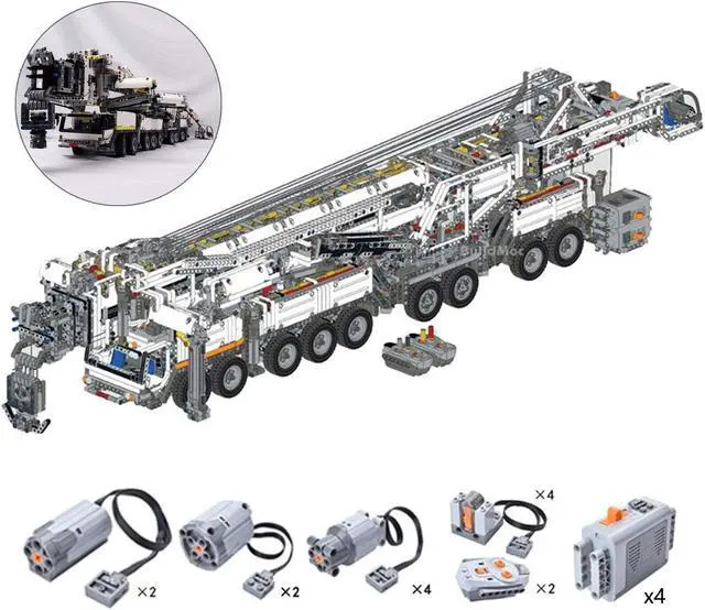 Alt view image 4 of 7 - ZITIANYOUBUILD Blue Liebherr LTM 11200 Crane with Power Functions Kits 8128 Pieces MOC