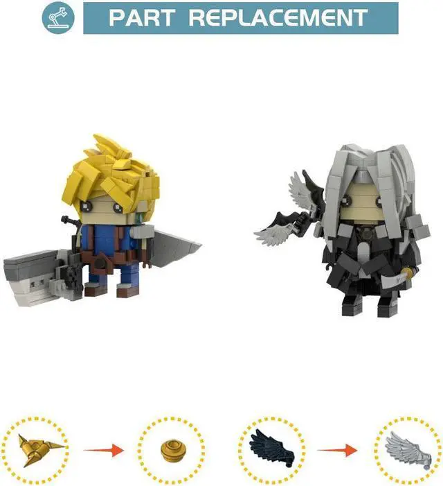 Alt view image 7 of 7 - ZITIANYOUBUILD Claude and Sephiroth from Electronic Role-playing Game 546 Pieces MOC