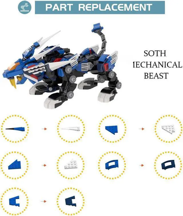 Alt view image 5 of 5 - ZITIANYOUBUILD Lion and Tiger Mechanical Monsters Model Mechanical Animal 653 Pieces MOC
