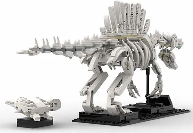 Alt view image 2 of 2 - ZITIANYOUBUILD Spinosaurus Skeleton and Sea Turtle with Display Stand 659 Parts MOC