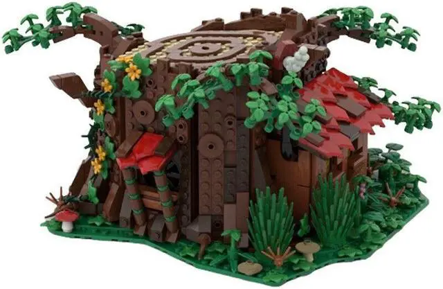 Alt view image 2 of 6 - ZITIANYOUBUILD Cottage Hut Treehouse Tree House Model 1383 Pieces Building Toys Set MOC