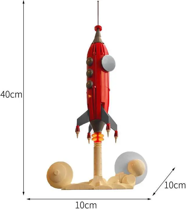 Alt view image 3 of 3 - ZITIANYOUBUILD Retro Futuristic Rocket Ship Model for Kids Gift collection MOC