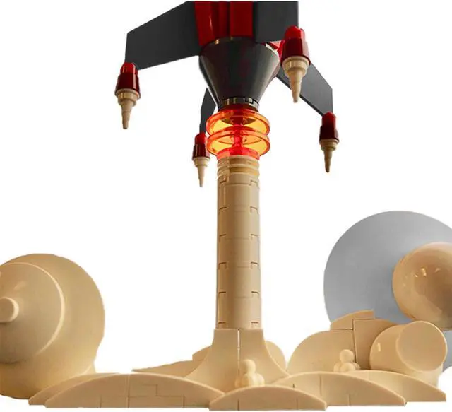 Alt view image 2 of 3 - ZITIANYOUBUILD Retro Futuristic Rocket Ship Model for Kids Gift collection MOC