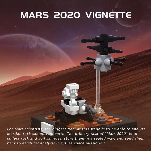 Alt view image 7 of 7 - ZITIANYOUBUILD The Mars 2020 Ingenuity Helicopter Robotic Drone 79 Pieces MOC