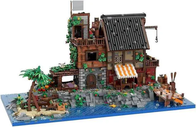 Alt view image 2 of 3 - ZITIANYOUBUILD Pirate's Island with Dock, Vegetable garden, Stable 8629 Pieces MOC