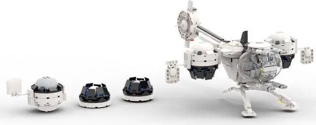 Alt view image 5 of 7 - ZITIANYOUBUILD Bubb|e Ship Helicopter with Sky Tower 3366 Pieces from Film MOC