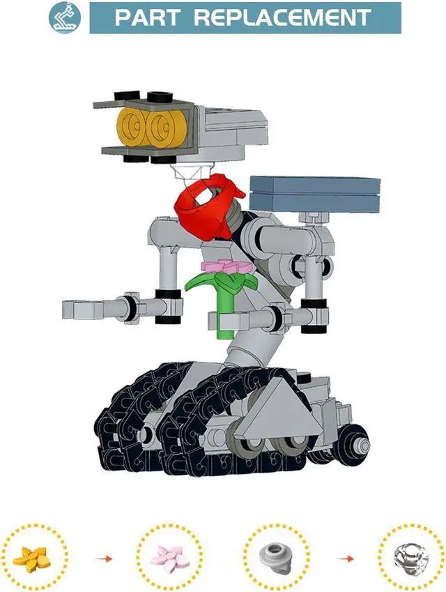 Alt view image 4 of 4 - ZITIANYOUBUILD Johnny Number 5 Model with Track 91 Pieces Building Toys Building Set MOC