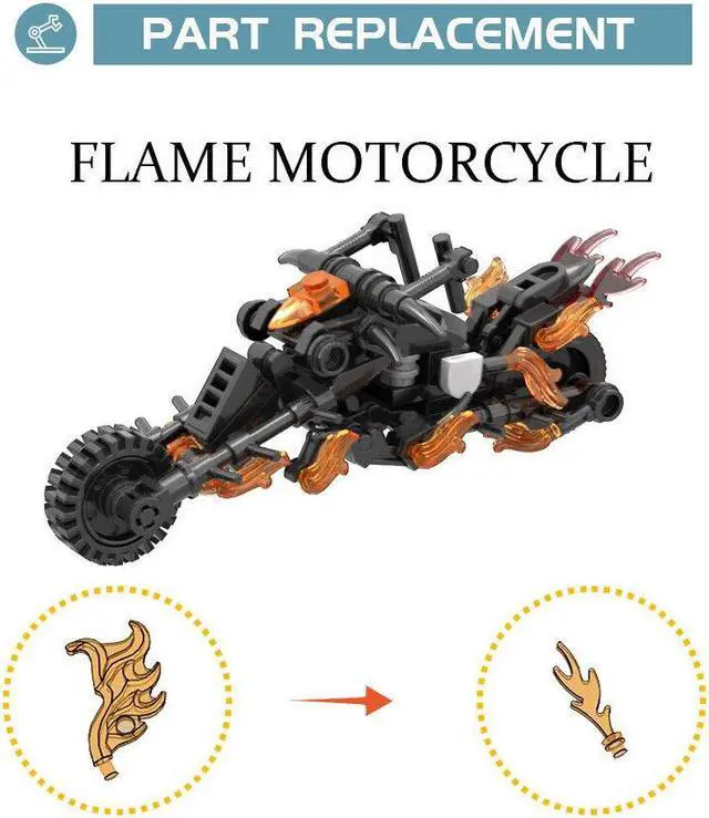 Alt view image 3 of 3 - ZITIANYOUBUILD Iconic Motorcycle Model with Flames 111 Pieces from Movie Series MOC