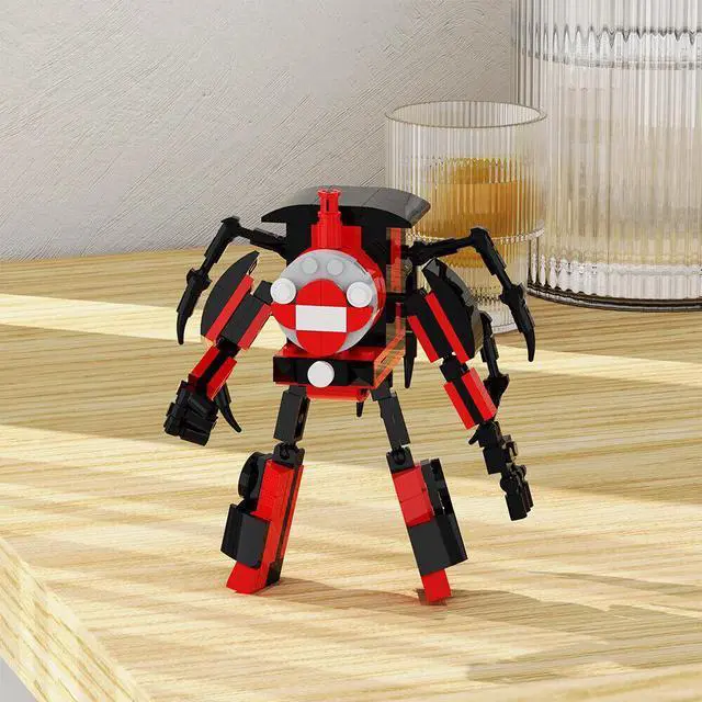 Alt view image 5 of 7 - ZITIANYOUBUILD Black-red Spider Train Mech Warrior 199 Pieces Building Toys Set MOC