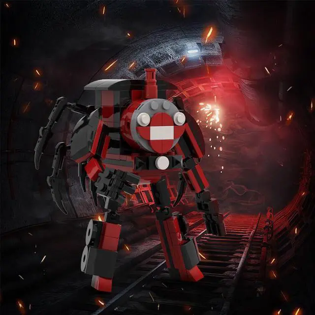 Alt view image 6 of 7 - ZITIANYOUBUILD Black-red Spider Train Mech Warrior 199 Pieces Building Toys Set MOC