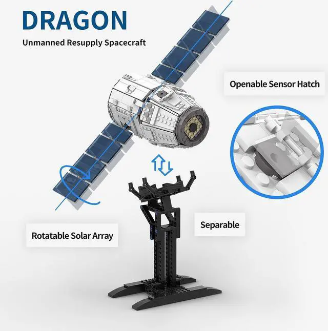 Alt view image 4 of 6 - ZITIANYOUBUILD Dragon Spaceship Model Building Toys 887 Pieces Building Toys Set MOC