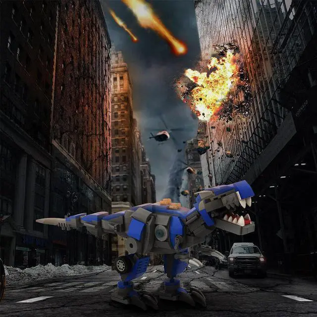 Alt view image 6 of 7 - ZITIANYOUBUILD Mecha Dinosaurs and Iconic Cars Model 440 Pieces Building Toys Set MOC