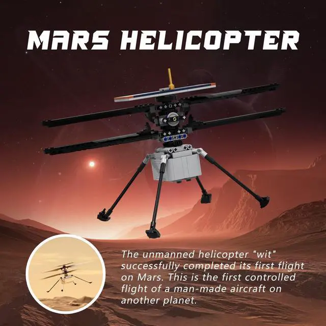 Alt view image 5 of 7 - ZITIANYOUBUILD Mars Helicopter Ingenuity for Collection 735 Pieces Building Toys Set MOC